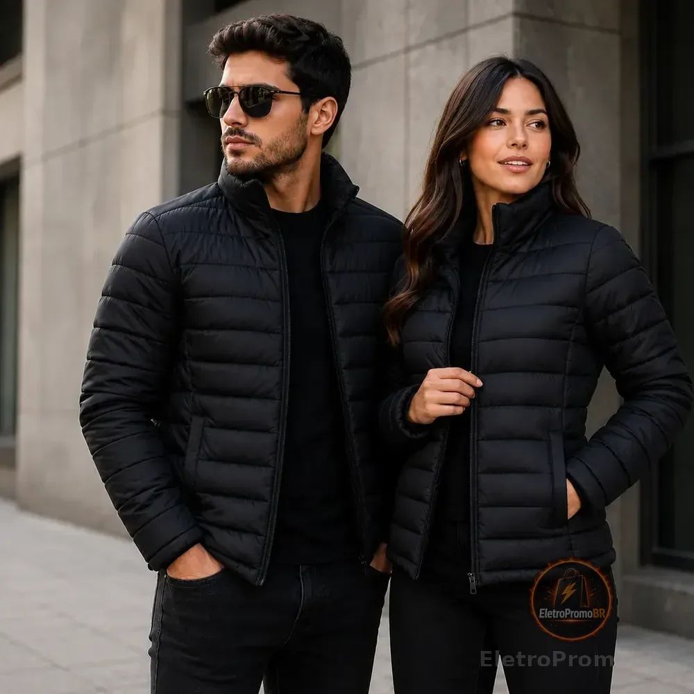 Jaqueta Puffer Bobojaco Corta Vento Nylon  Gominho Preto Gg