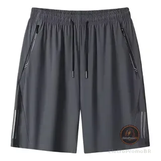 Short Masculino Bermuda 2 Bolsos Zíper Secagem Rápida Fina