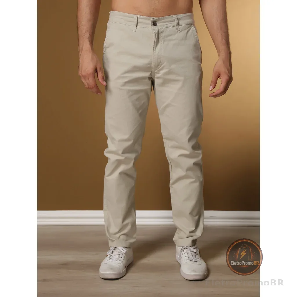 Calças Sarja Masculina Alfaiataria Esporte Fino Bolso Embutido