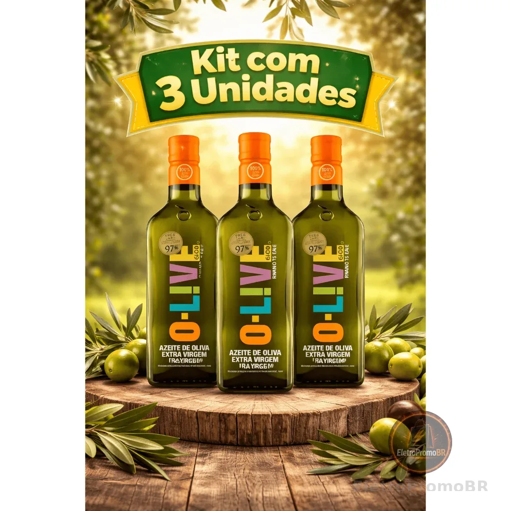 Kit 3 Azeite de Oliva Extra Virgem O-LIVE 450ML Embalagem Vidro