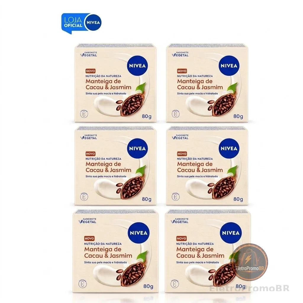 KIT NIVEA Sabonete Manteiga Cacau e Jasmim 80g - 6 Unidades