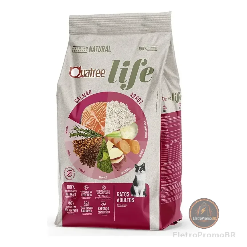 Ração Quatree Life Gatos Ad Salmão 10,1kg (sem Transgênicos)