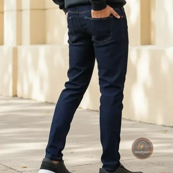 Calça Jeans Masculina Básica Polo Wear Jeans Escuro Slim 38