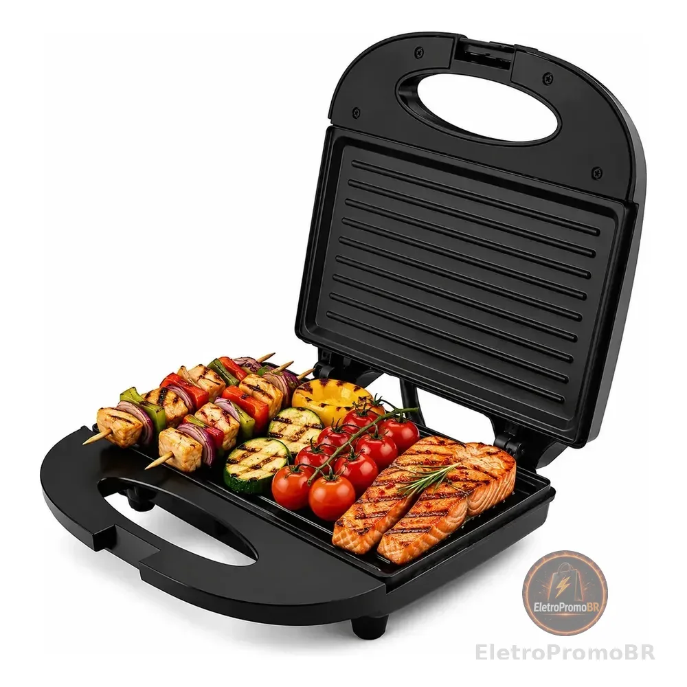 Sanduicheira Grill 2 Em 1 Kian Preta Elétrica 750w Cor Preto,seu Mixto Quente Ultra Rápido, E Outros Petiscos 127v
