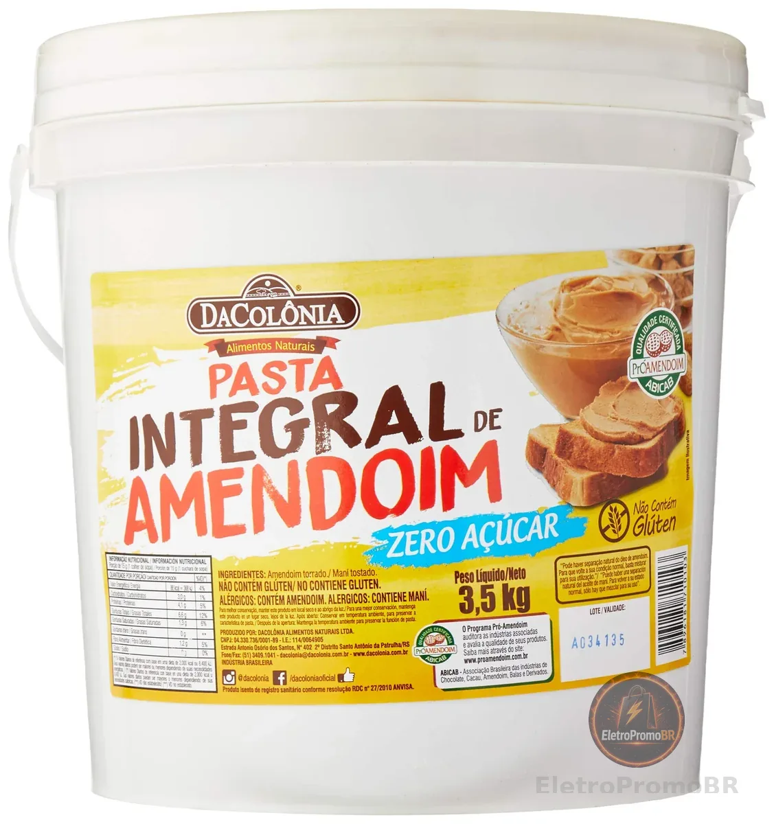 DaColônia Pasta Integral De Amendoim Balde 3 5Kg
