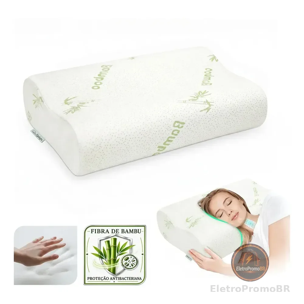 Travesseiro Nasa Cervical Ortopédico Antialérgico Ergonômico Respirável Com Capa Fibra De Bambu M M(50×30×10)