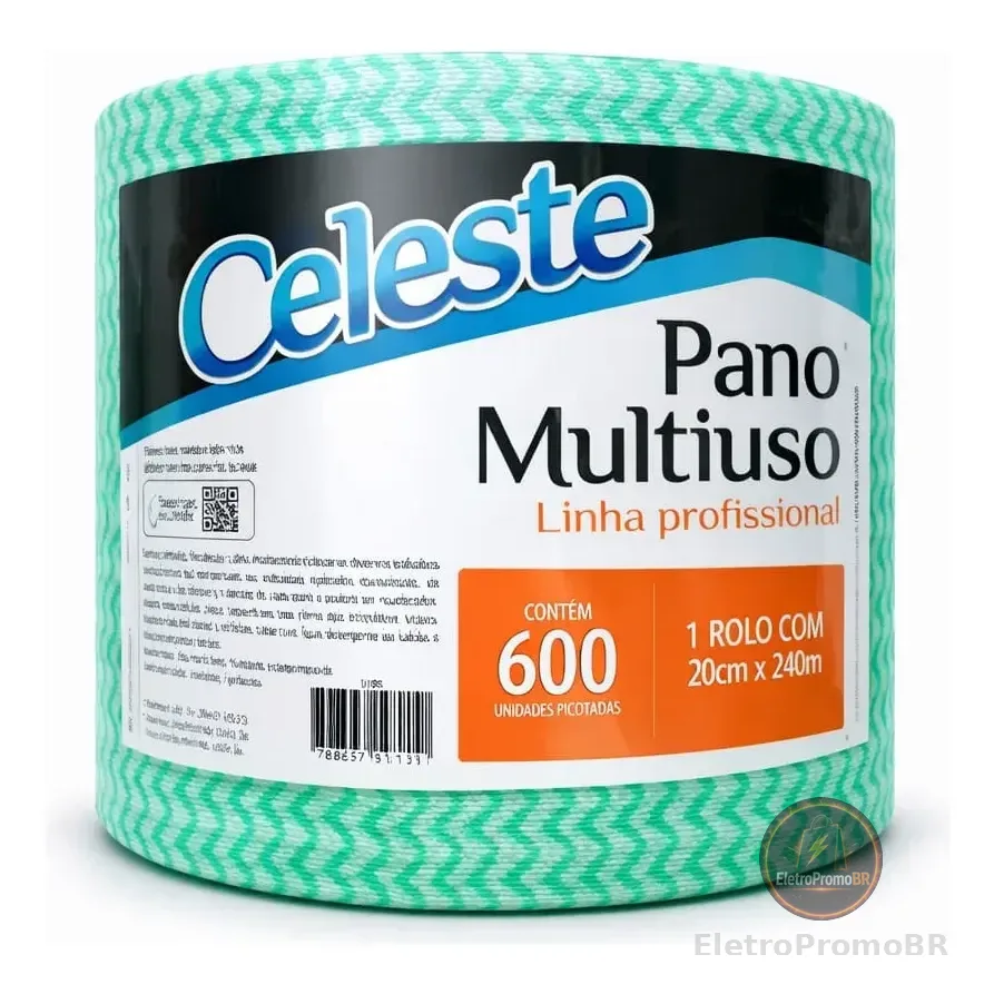 Pano Multiuso Celeste Bobina 600 Unid 20x40cm Verde Perflex Verde-claro