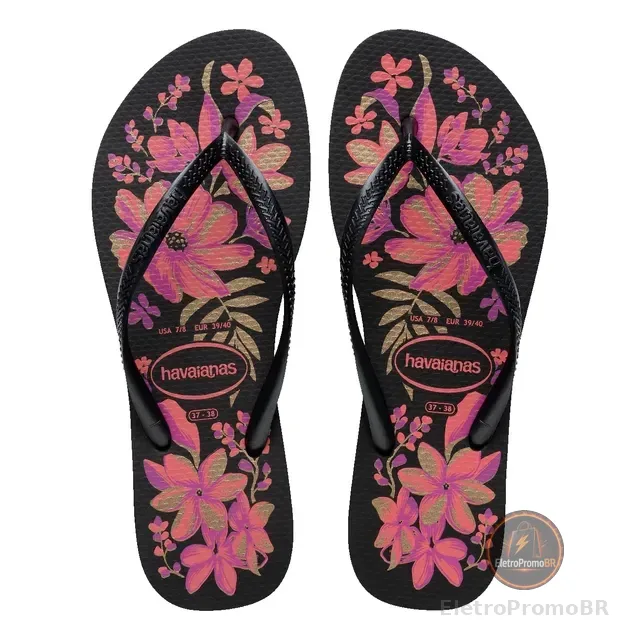 Chinelo Feminino Havaianas Slim Organic Floral Original Flor