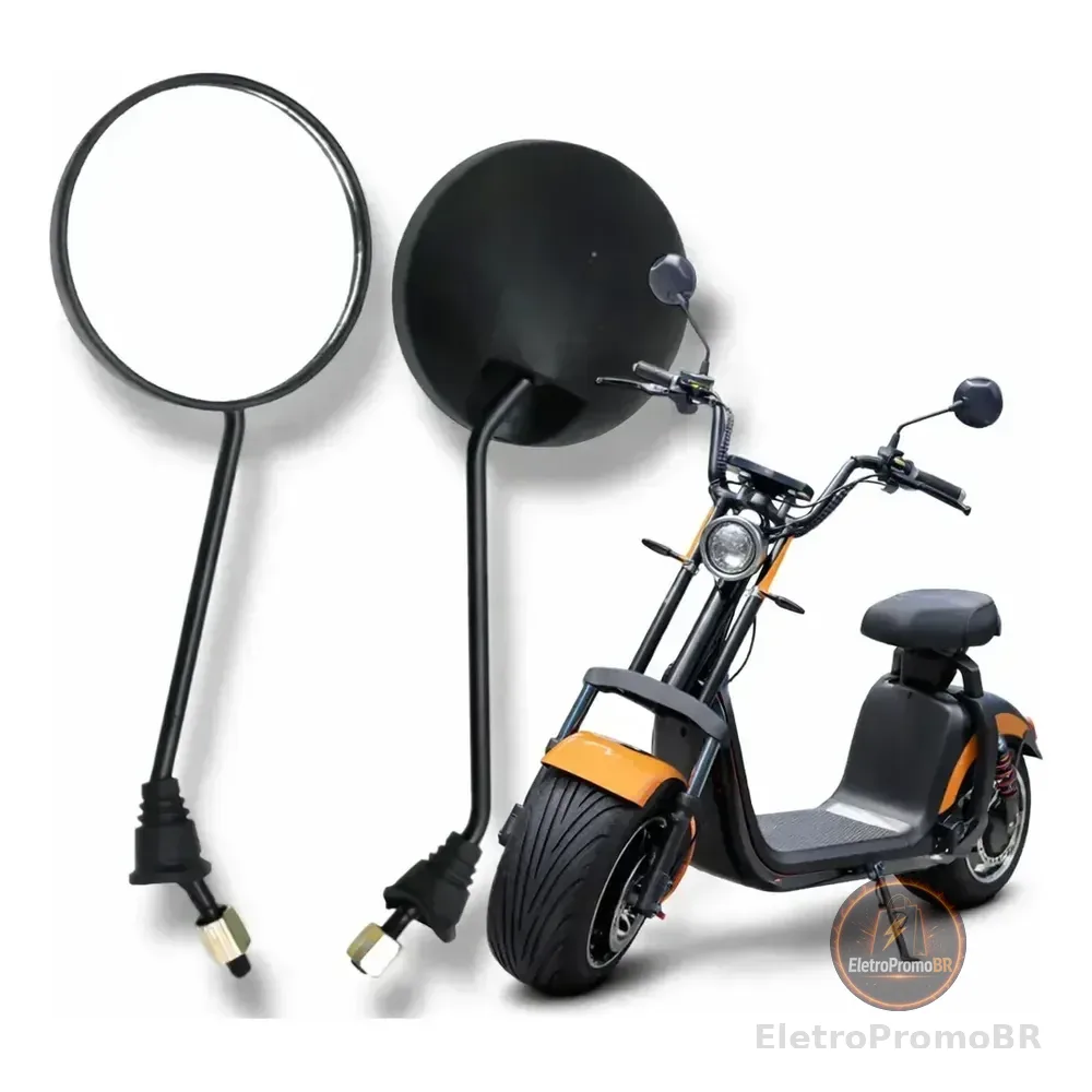 Par Retrovisor Moto Elétrica Scooter Redondo Rosca M8 Dir