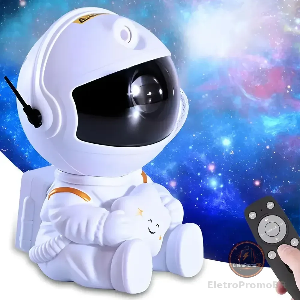 Projetor De Estrelas Astronauta Para Quarto Com Luz Nebulosa E Galáxia