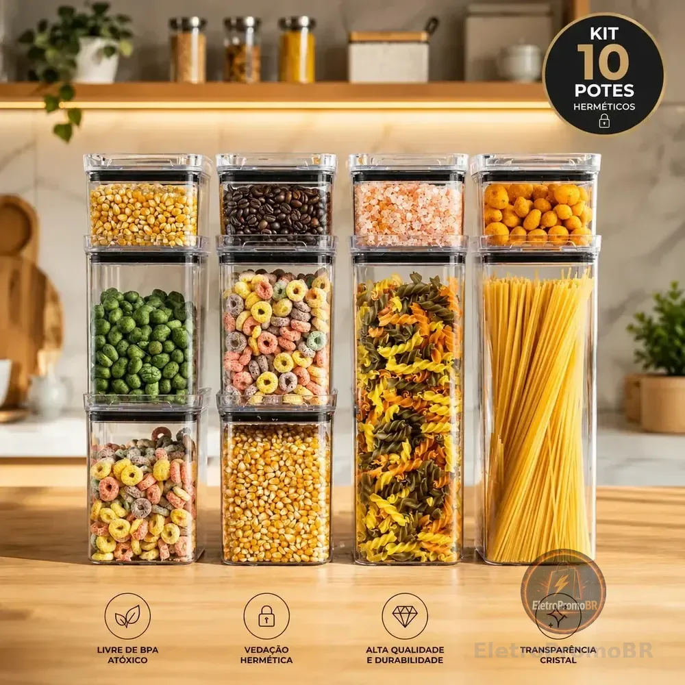 Kit 10 Porta Mantimentos Hermetico, Pote Para Alimentos