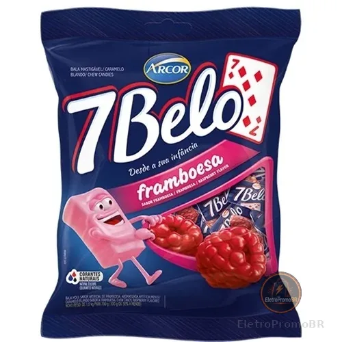 Bala Mastigavel 7 Belo Pacote 500gr Framboesa Arcor