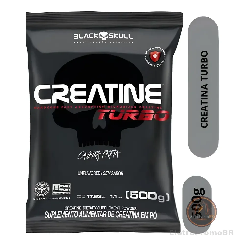 Creatina Turbo Refil 500 G Black Skull Sem Sabor