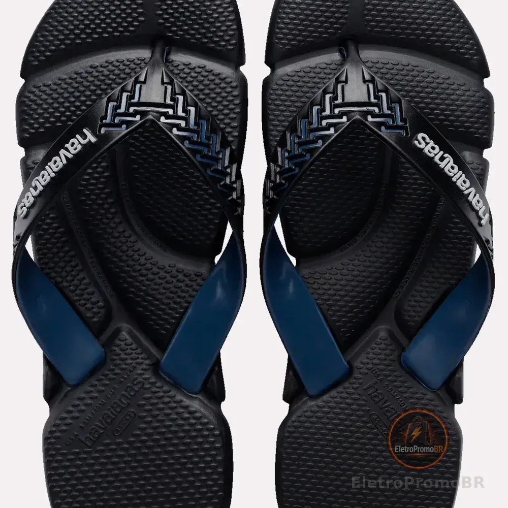 Chinelo Havaianas Power 2.0 Anatômica Confortável Original Preto/azul 39/40