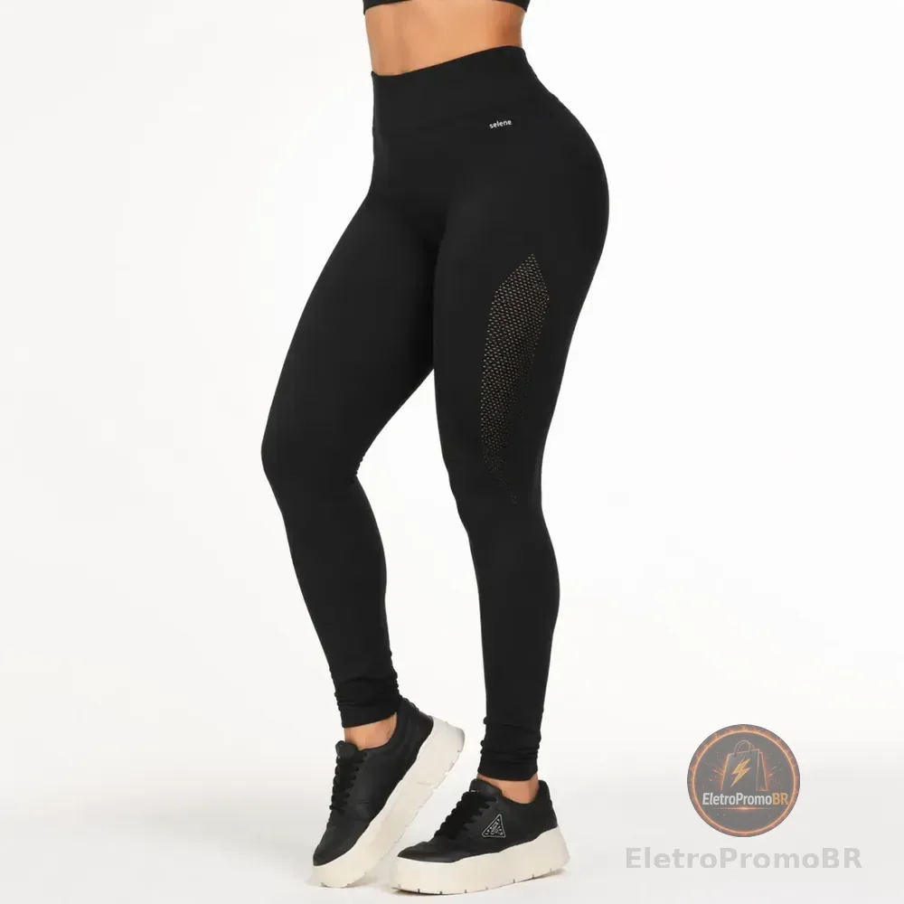 Calça Legging Feminina Selene Cintura Alta Fitness Original Preto M