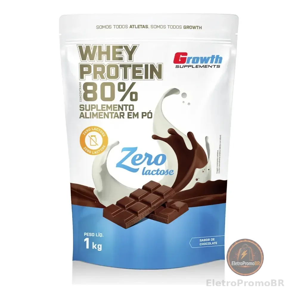 Whey Protein Concentrado Zero Lactose 1kg Growth Supplements Chocolate