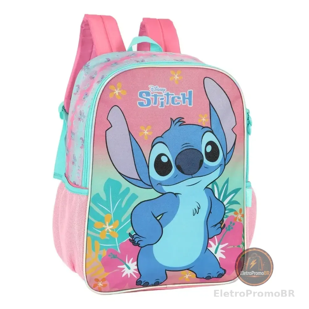 Mochila Escolar Costas Angel & Stitch Is42381sc Rosa Liso