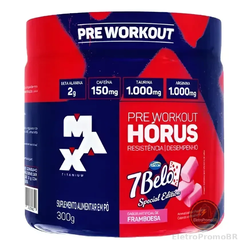 Pré-treino Hórus 300g - Max Titanium Sabor:7belo Framboesa Framboesa