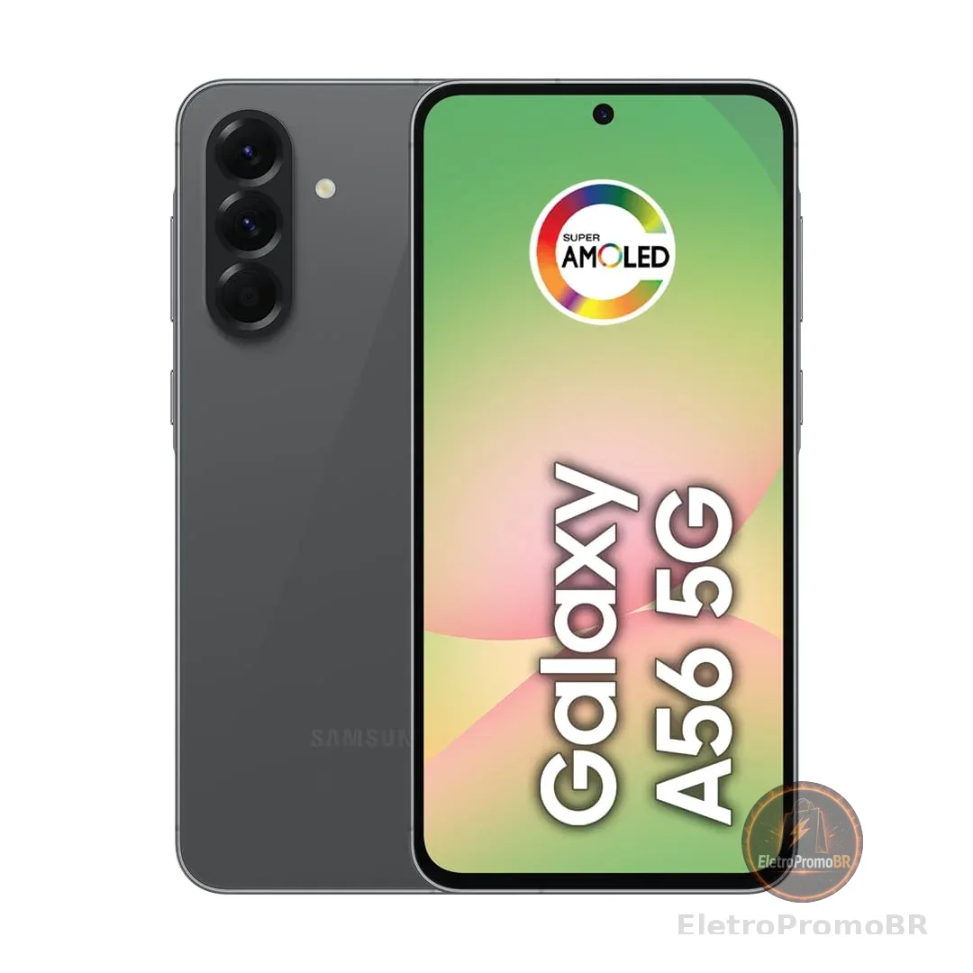 Smartphone Samsung Galaxy A56 5G 256GB, 8GB RAM, Câmera 50MP, IP67, Super AMOLED 6.7", Recursos AI, Preto