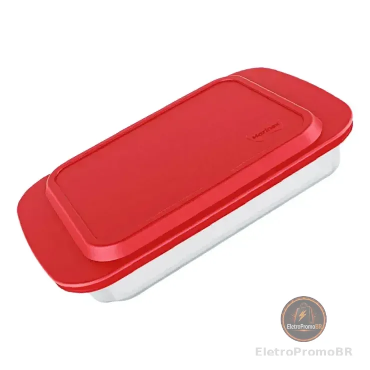 Travessa Lasanheira Com Tampa Vidro Marinex 5,3l Original Incolor