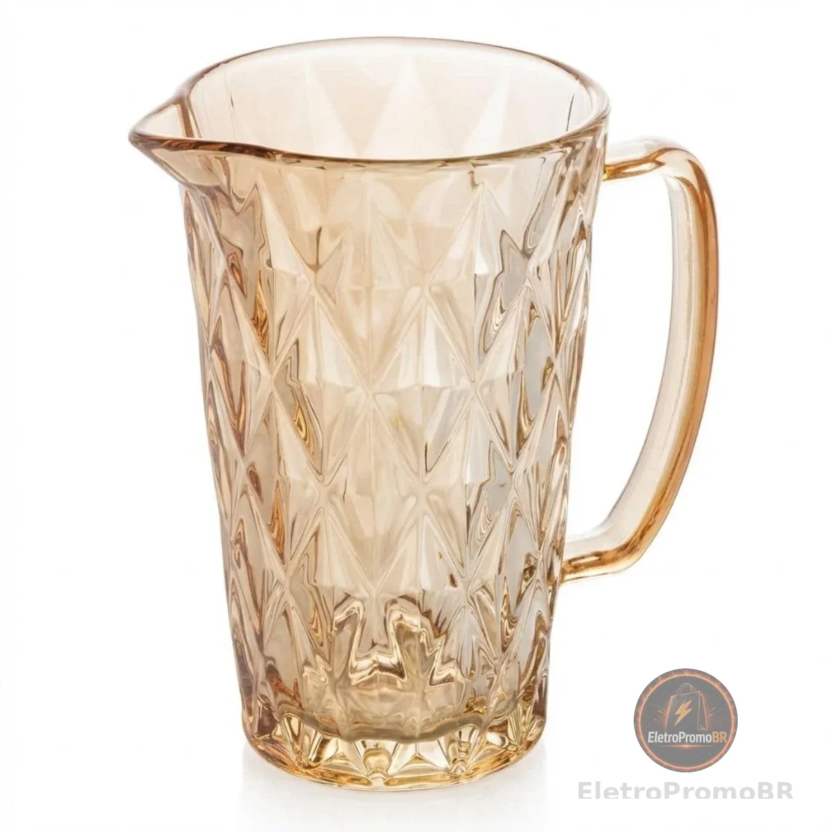 Jarra de Vidro Diamond Âmbar Design Elegante Resistente Versatil Para Sucos Água Drinks e Cafés Ideal Para Cozinha Bar Restaurante