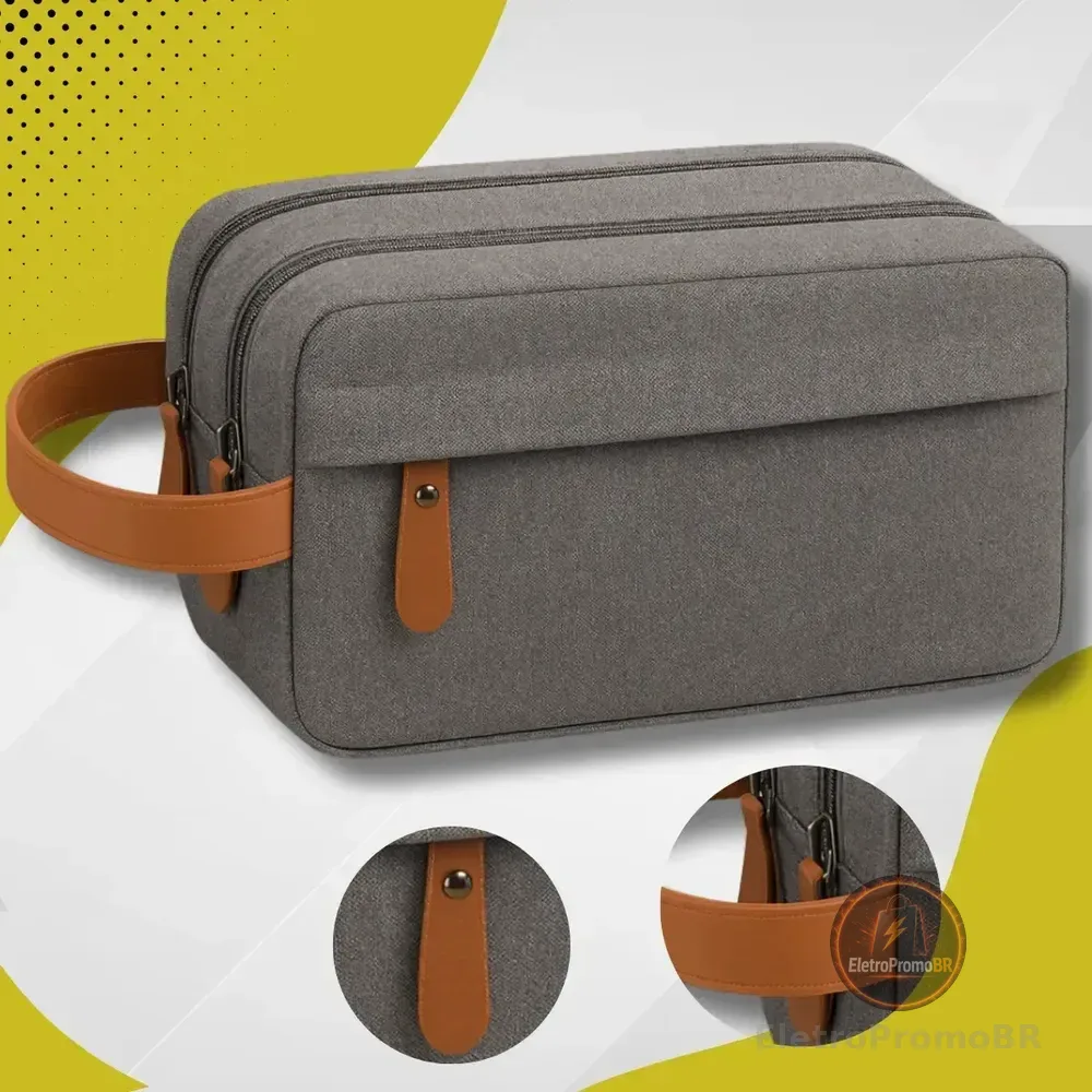 Necessaire Viagem Trabalho Organizador Masculino Feminino Impermeavel Unissex Estojo Cinza Anne Lisa