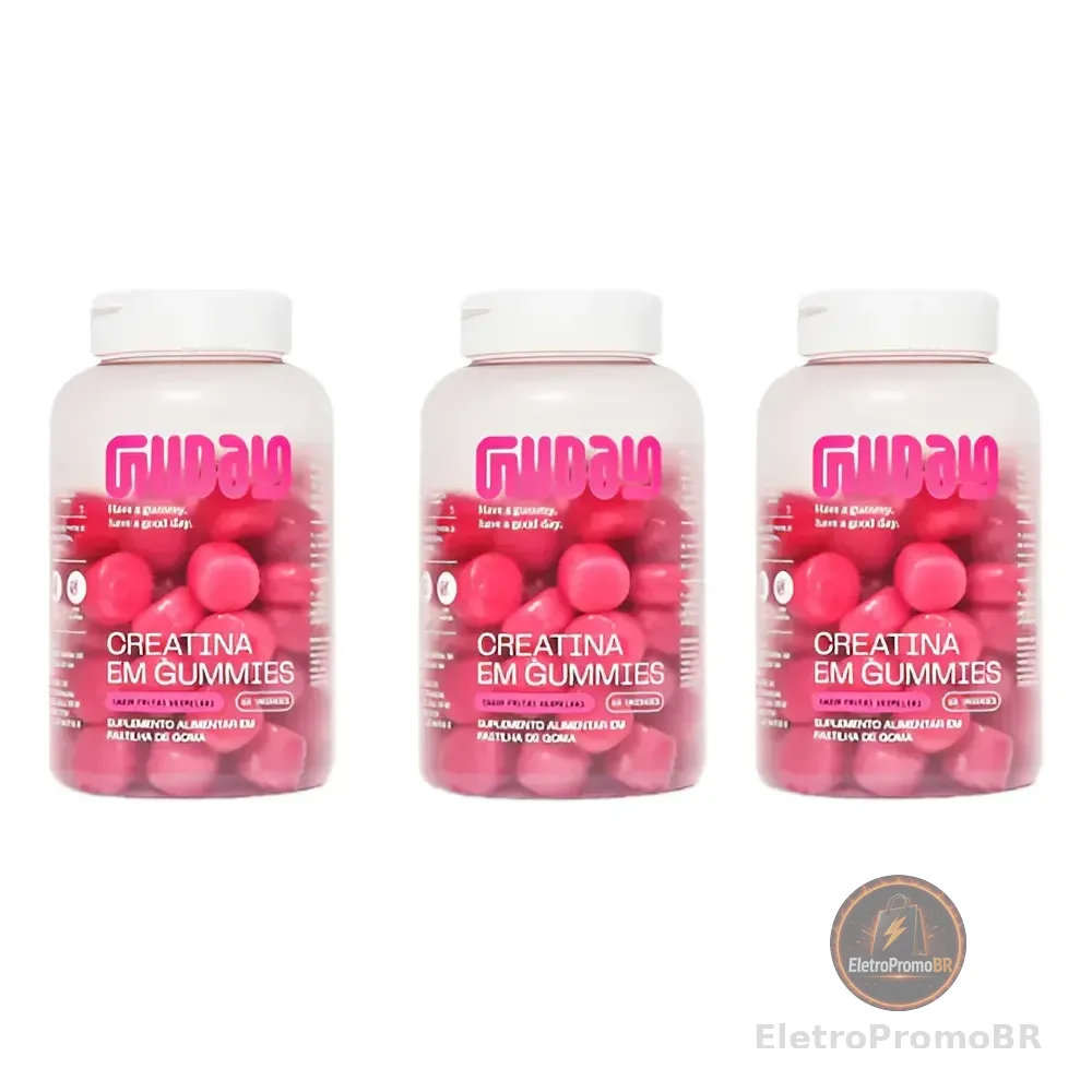 Creatina Gummies Guday 3 Unidades 60 Gomas Frutas Vermelhas 3g