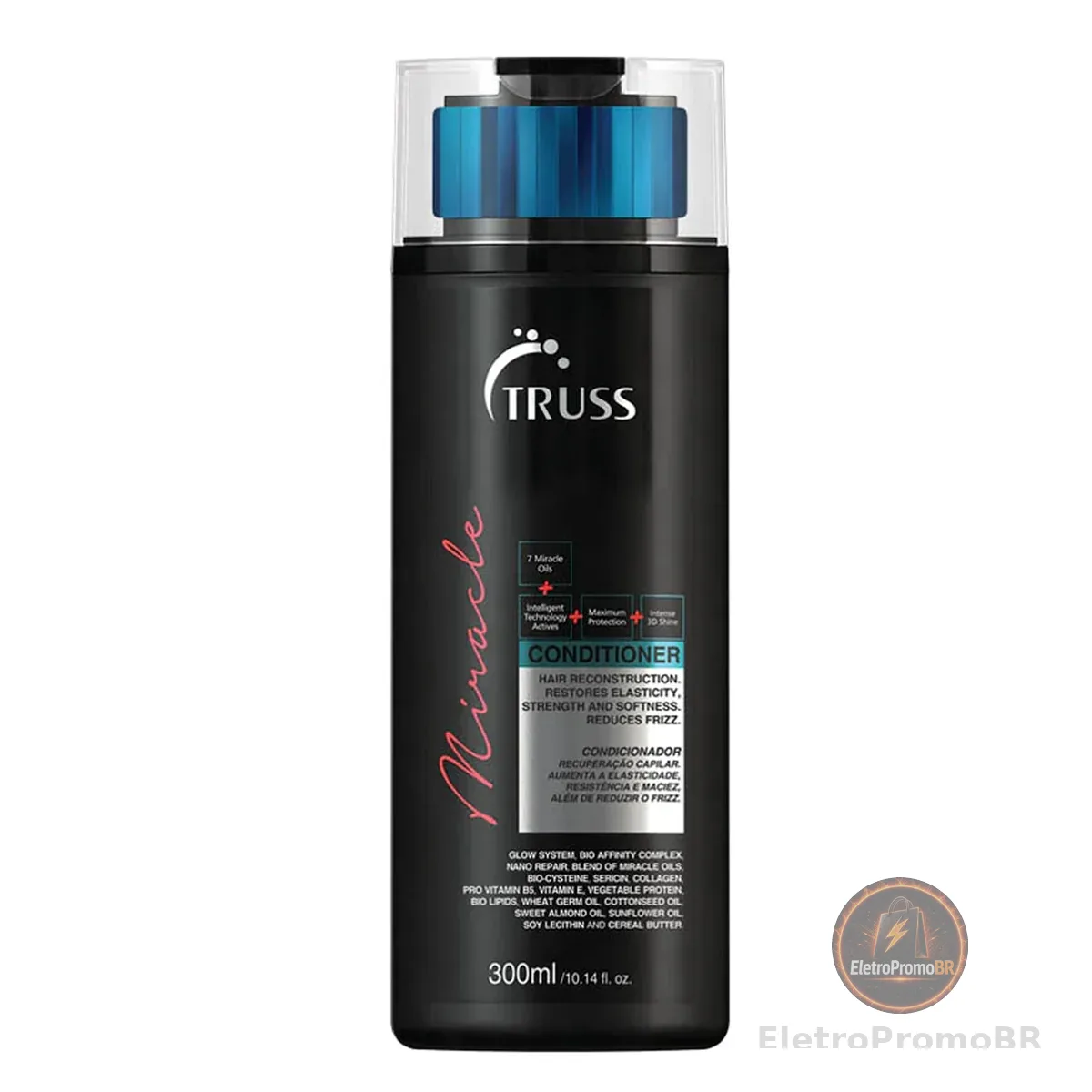 Truss Condicionador Miracle | Hidratação, Brilho 3D e Reconstrução para Cabelos Danificados | 300ml
