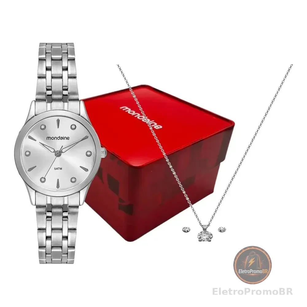 Kit Relógio Mondaine Prata Feminino 32610l0mkne2k1 Prateado