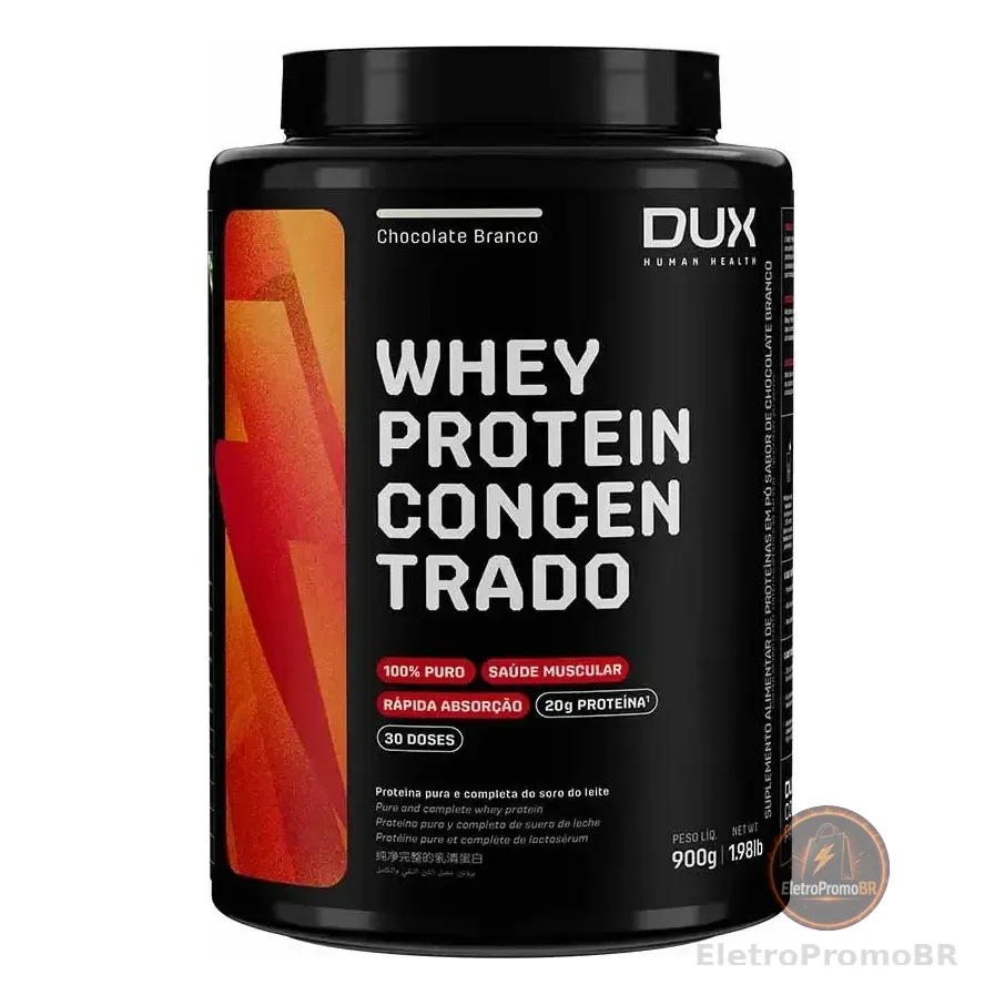Whey Protein Concentrado 900g Chocolate Branco Dux Nutrition Chocolate Branco