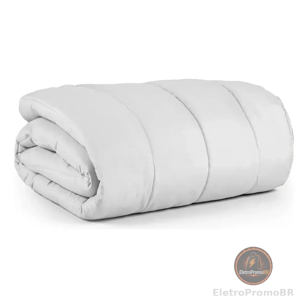 Edredom Casal Queen Micropercal 400 Fios Cama Kit Conforto Branco Liso