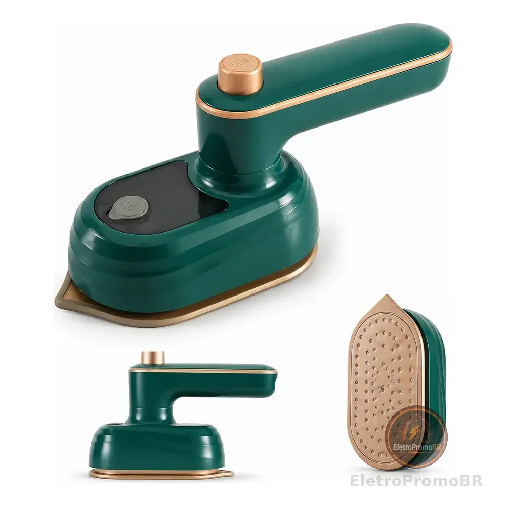 Mini Ferro De Passar Roupa A Vapor Portátil Bivolt Viagem Verde-escuro 127/220v