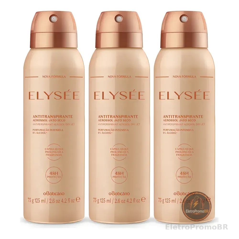 Kit Elysée: Desodorante Aerosol 3x125ml Cada