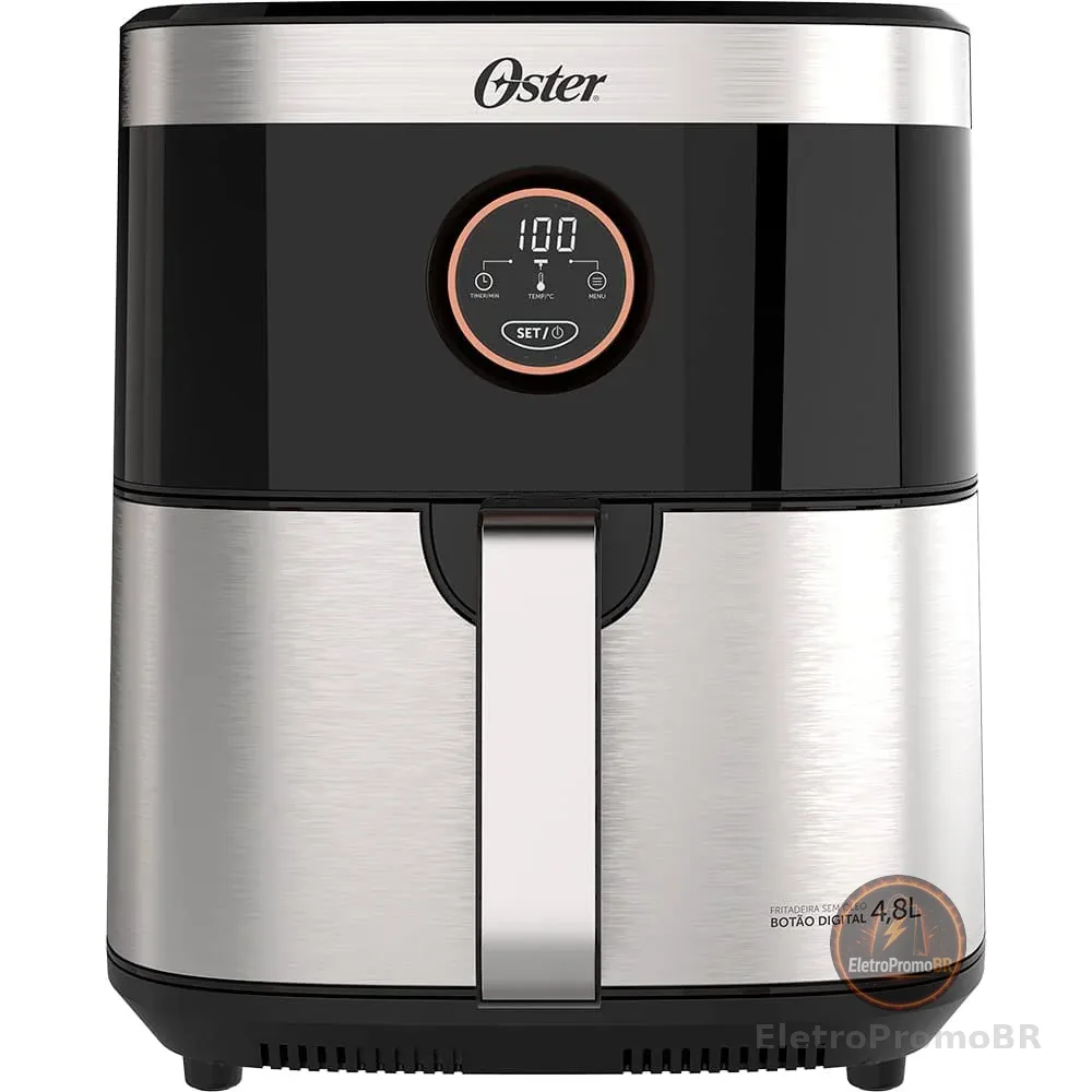 Fritadeira Oster Sem Óleo 2 em 1 Black, 4,8L, 220V, Inox/Preto, 1500W, OFRT660