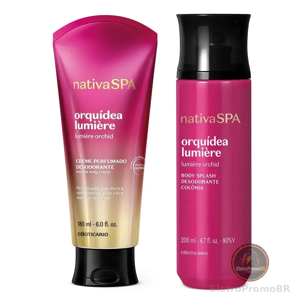 Combo Nativa Spa Orquídea Lumière: Body Splash 200ml + Creme Perfumado Desodorante 180ml