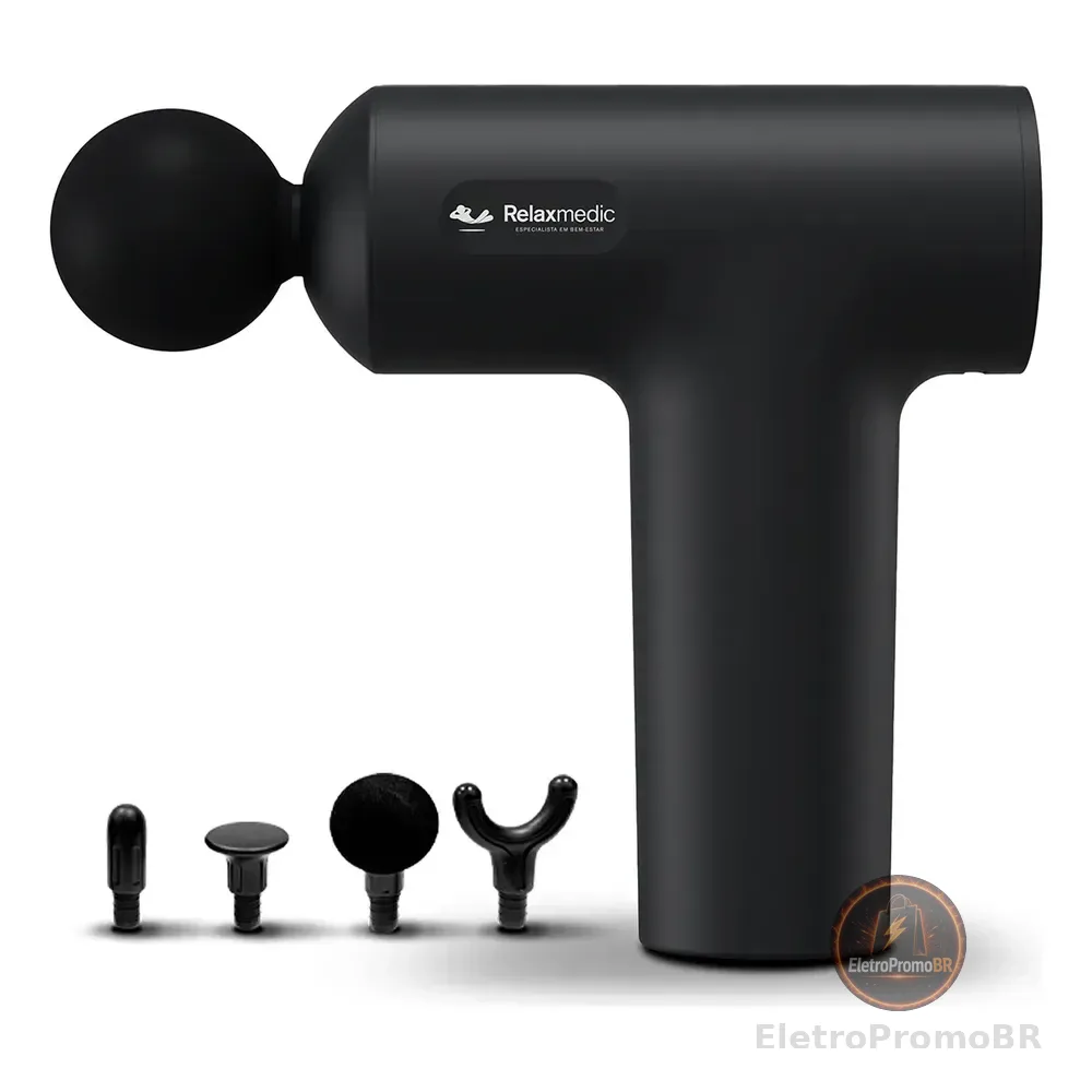 Pistola Massageadora Portátil 5 Velocidades Relaxmedic 127/220v Preto