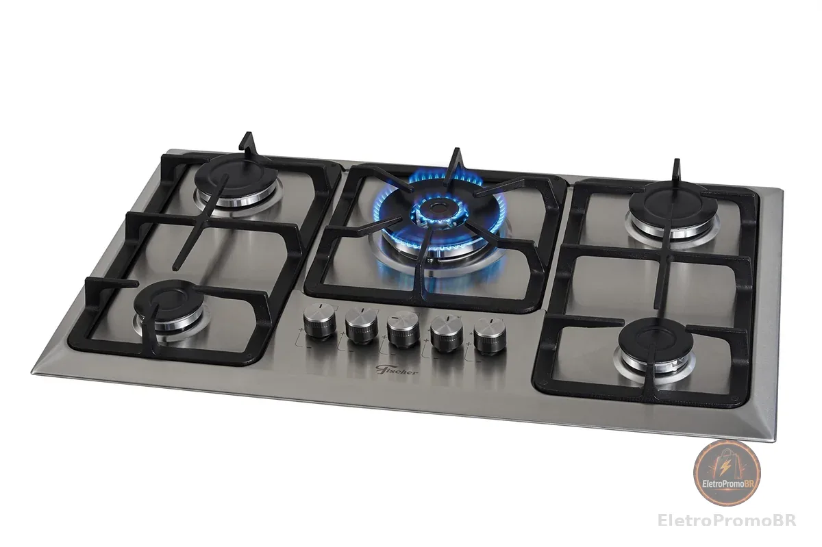 Fischer cooktop gás 5 bocas tc infinity mesa inox bivolt 23678-54121