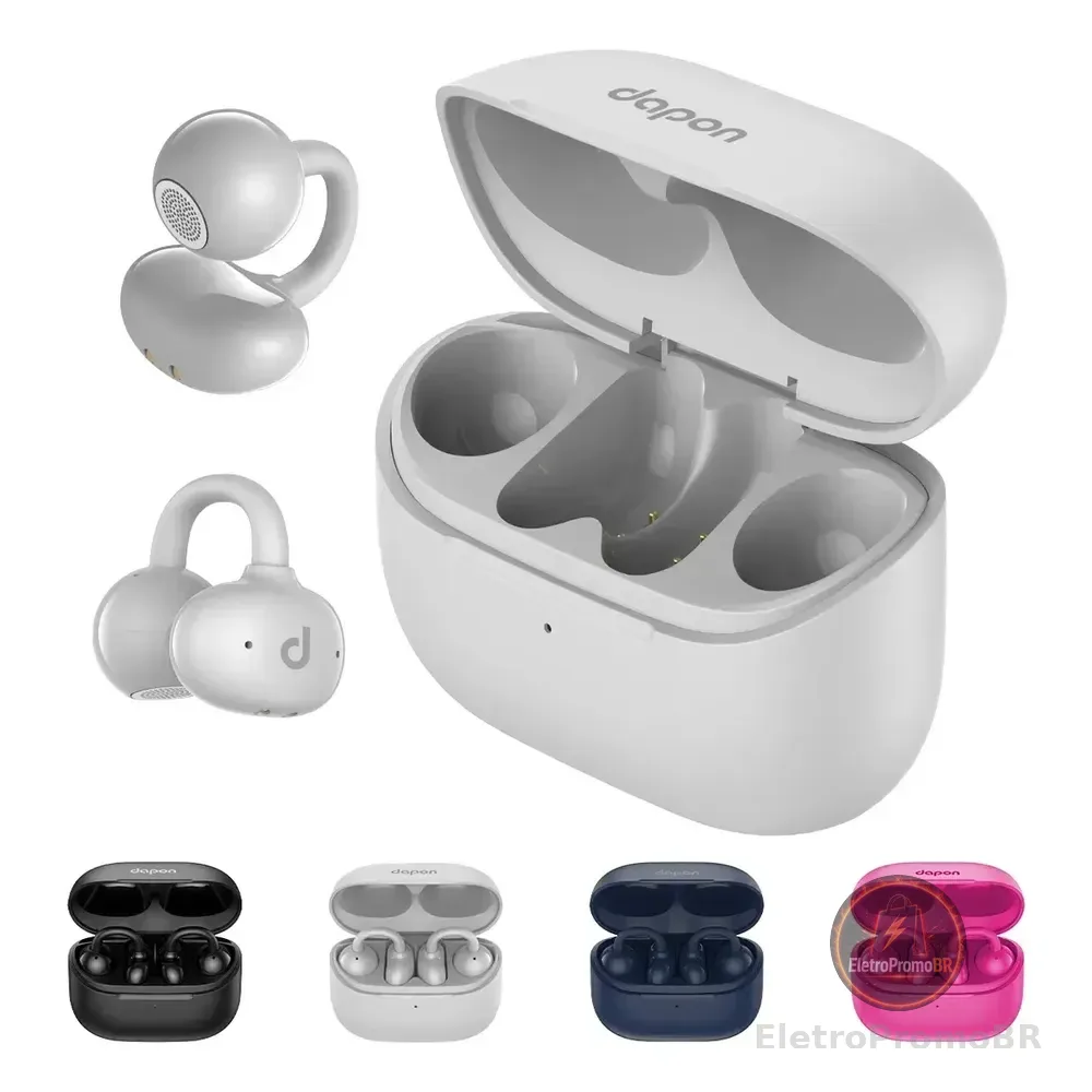 Fone Open Ear Dapon Dpf25 Bluetooth 6.0 Sem Fio Com Microfone Enc 6h Tempo De Espera De Até 200 Horas Cor Cinza