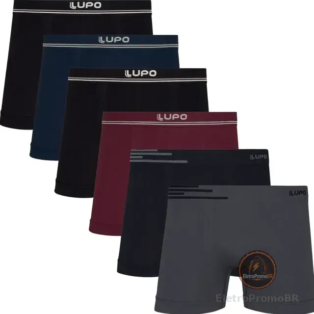 Kit 6 Cuecas Lupo Boxer Box Sem Costura Basic Microfibra