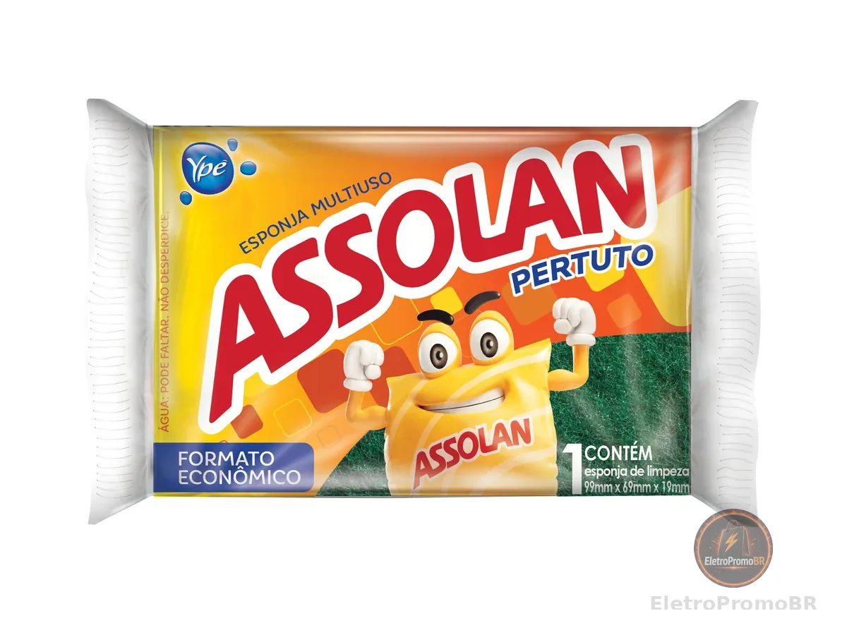 Ypê Esponja Multiuso Assolan Pertuto, Verde/Amarelo