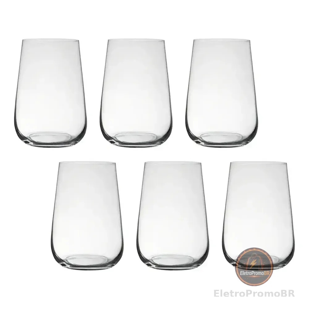 Jogo 6 Copos De Cristal Para Água 300ml Linha Ardea Bohemia Cor Incolor