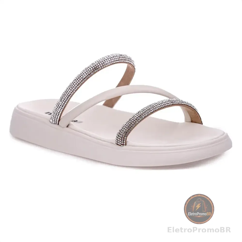 Papete Moleca Feminina Confortável Brilho Flatform Eva Branco-prata 36 Br