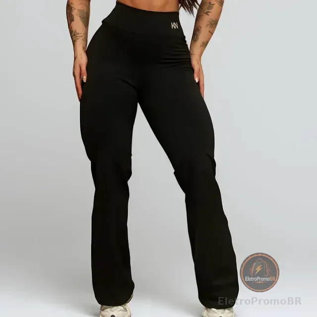 Calça Legging Flare Bailarina Cintura Alta Treino Academia