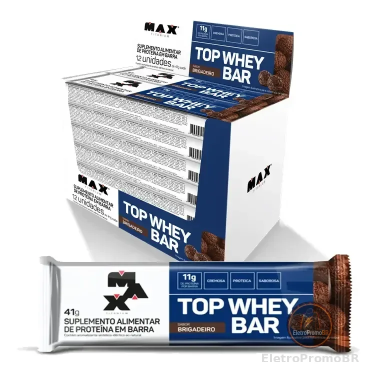 Top Whey Bar Max Titanium Barras De Proteina Caixa 12 Unid Sabor Brigadeiro Brigadeiro - Original