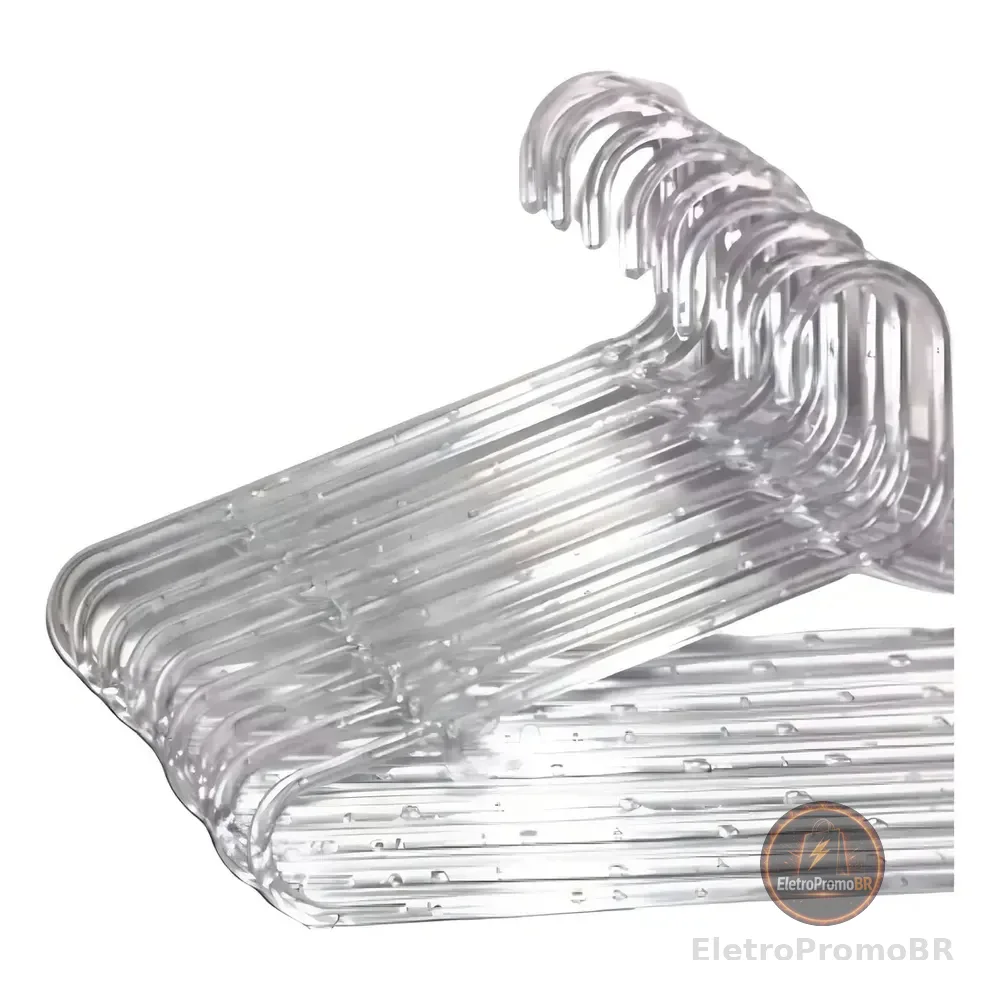 Kit 20 Cabide Transparente Acrílico Roupa Adulto 8mm Atacado