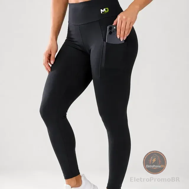 Calça Legging Academia Poliamida C/bolso Corrida Sport Elite