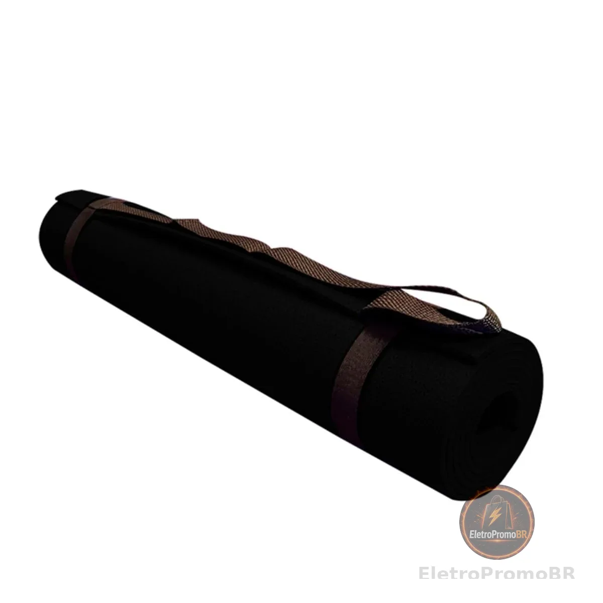 Tapete de Yoga em EVA com Alça de Transporte 170x60 cm Preto Ideal para Exercícios e Meditação