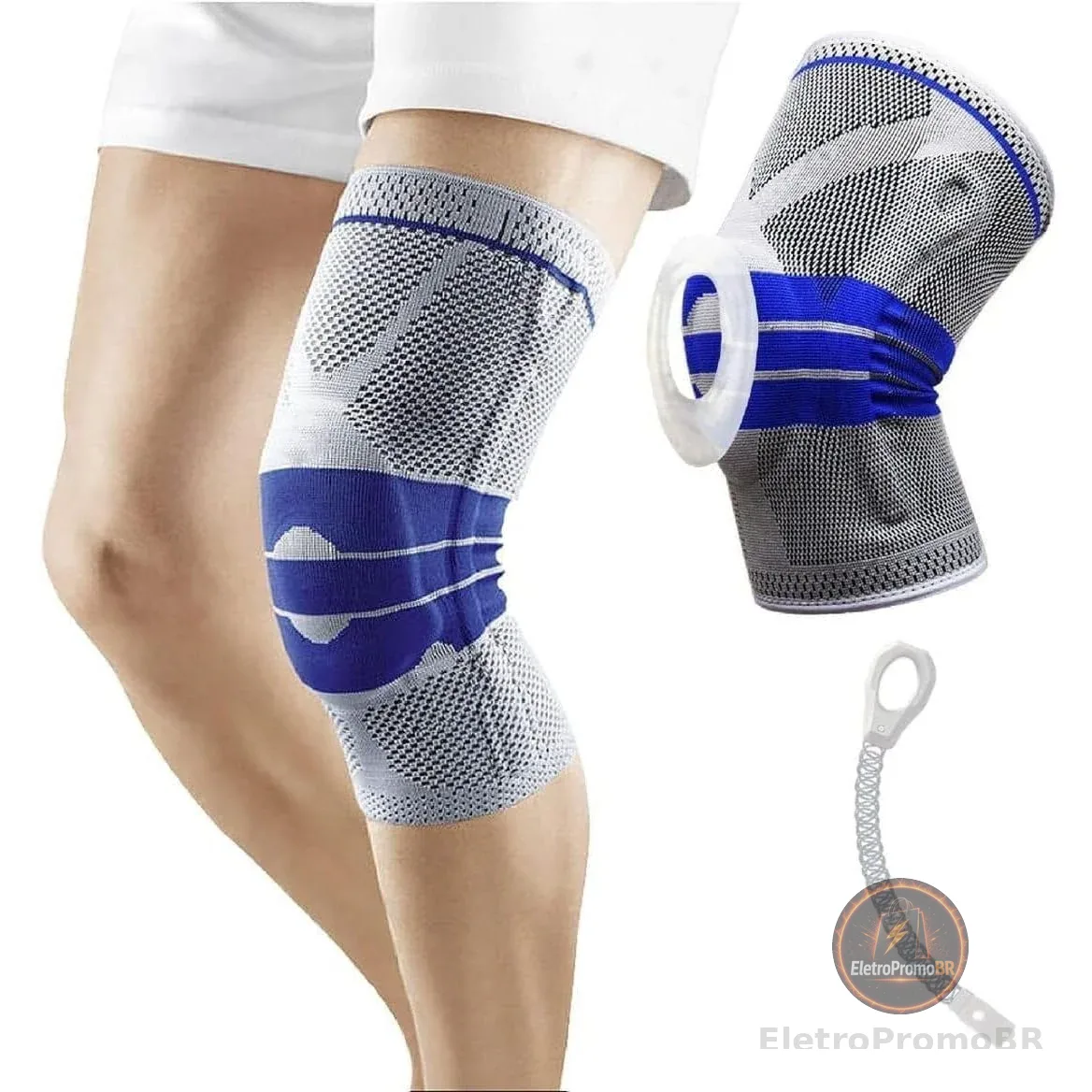 Joelheira de Compressão Ortopédica com Anel de Silicone – Suporte Patelar e Estabilizador de Joelho – Alívio de Dor, Prevenção de Lesões, Ideal para Corrida, Academia, Crossfit, Futebol, Vôlei