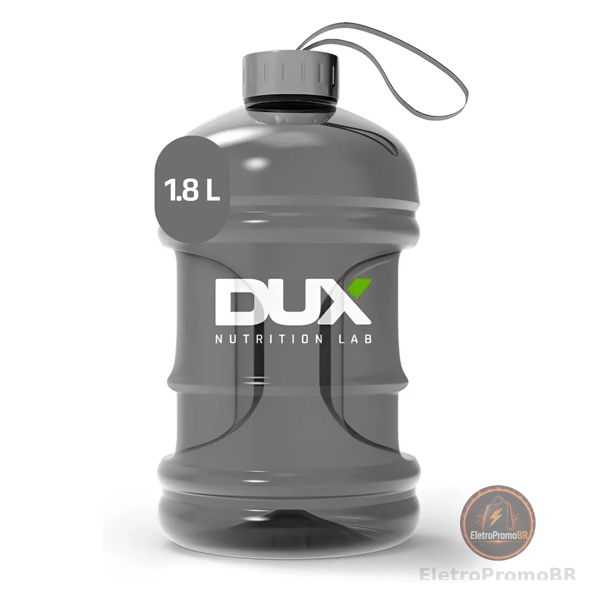 DUX HUMAN HEALTH Mini Galão 1875 mL – Garrafa Fumê Livre de BPA, Tampa Metálica, Ideal para Academia e Rotina Diária