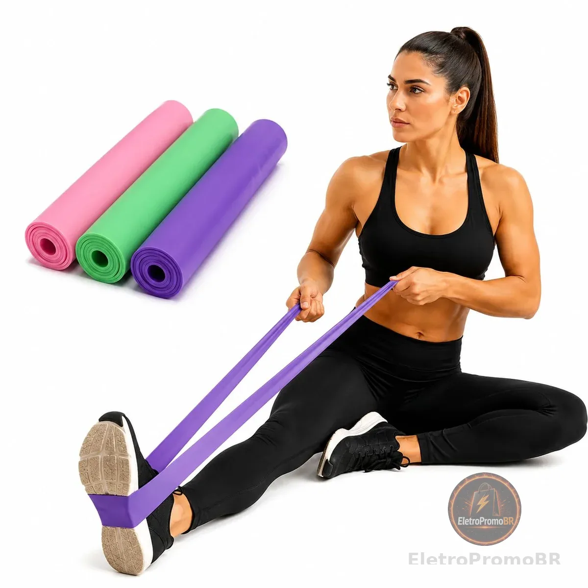Kit 3 Faixas Elásticas TheraBands Cores Sortidas Premium para Exercícios | Para Treino, Yoga, Pilates, Fisioterapia e Musculação